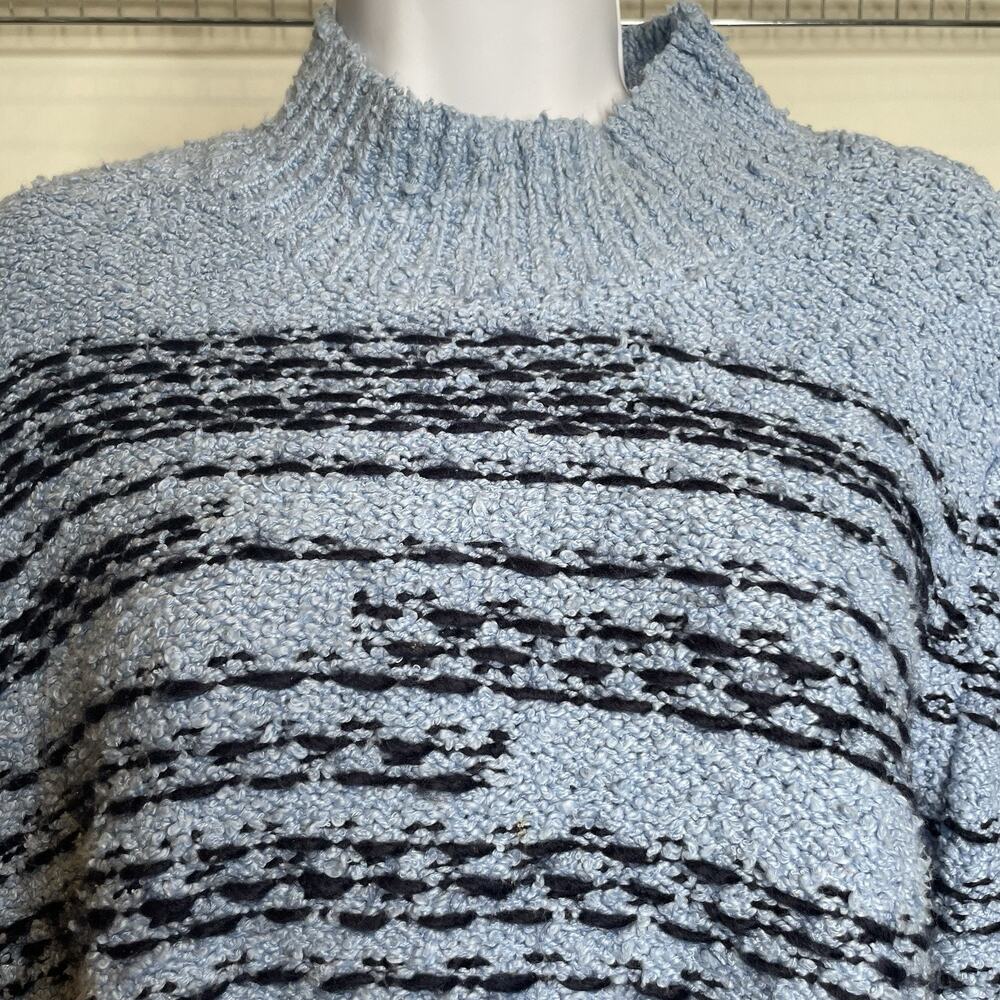 Susan Graver Womens Blue Striped Mock Turtleneck Sweater‎ Size 1X Slouchy Casual - Picture 7 of 12